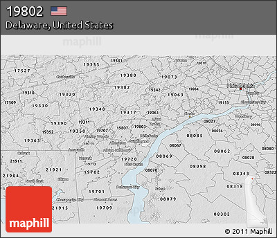 Silver Style 3D Map of ZIP Code 19802