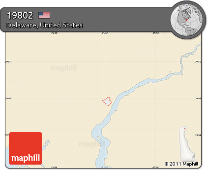 Classic Style Map of ZIP Code 19802, single color outside