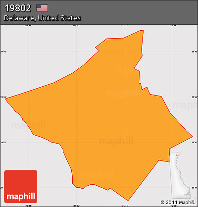 Political Simple Map of ZIP Code 19802, cropped outside