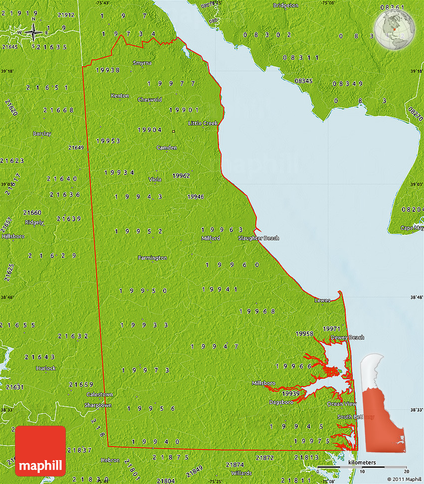 Physical Map of ZIP Codes Starting with 199
