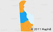 Political Simple Map of Delaware, single color outside
