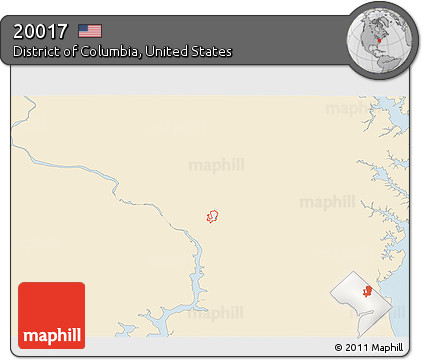 Classic Style 3D Map of ZIP Code 20017, single color outside