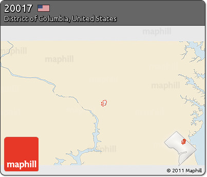 Classic Style 3D Map of ZIP Code 20017, single color outside