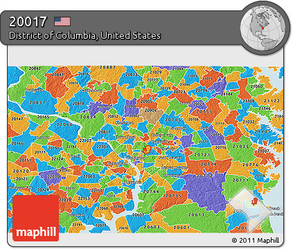 Political 3D Map of ZIP Code 20017