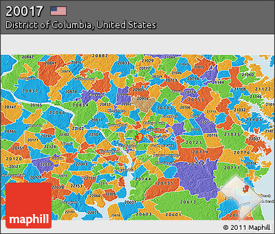Political 3D Map of ZIP Code 20017