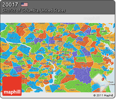 Political 3D Map of ZIP Code 20017