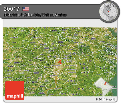 Satellite 3D Map of ZIP Code 20017