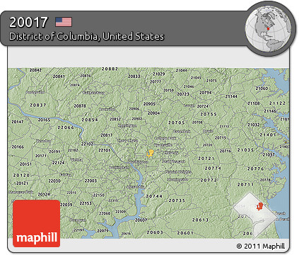 Savanna Style 3D Map of ZIP Code 20017