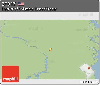 Savanna Style 3D Map of ZIP Code 20017, single color outside