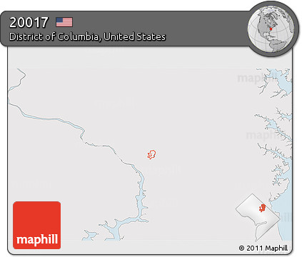 Silver Style 3D Map of ZIP Code 20017, single color outside