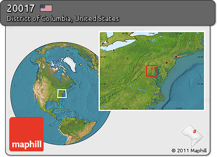 Satellite Location Map of ZIP Code 20017