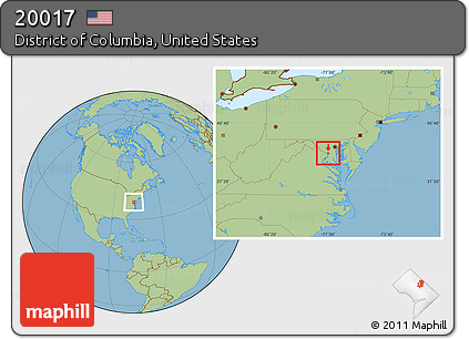 Savanna Style Location Map of ZIP Code 20017