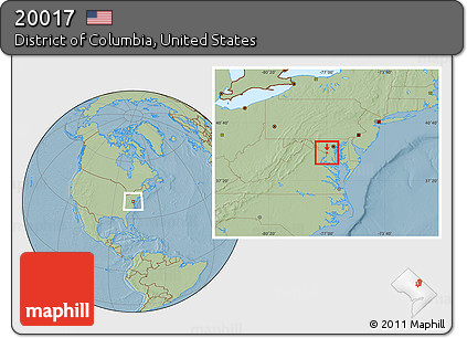 Savanna Style Location Map of ZIP Code 20017, hill shading