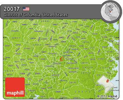 Physical Map of ZIP Code 20017