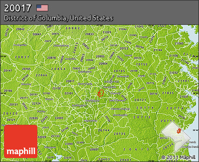 Physical Map of ZIP Code 20017
