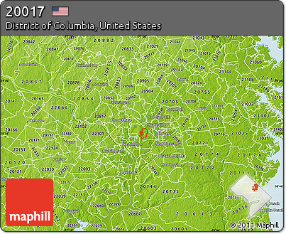 Physical Map of ZIP Code 20017