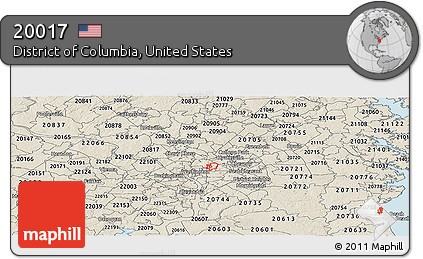 Shaded Relief Panoramic Map of ZIP Code 20017