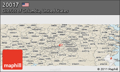 Shaded Relief Panoramic Map of ZIP Code 20017