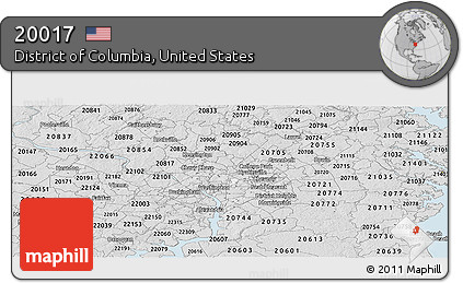 Silver Style Panoramic Map of ZIP Code 20017