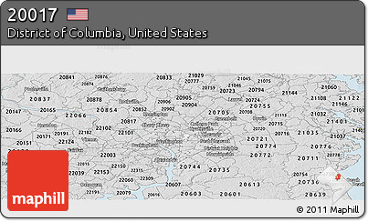 Silver Style Panoramic Map of ZIP Code 20017