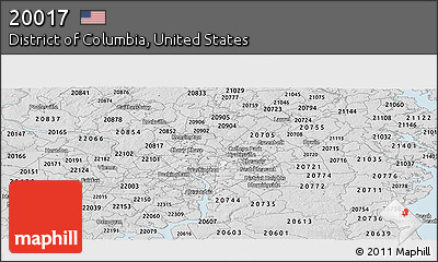 Silver Style Panoramic Map of ZIP Code 20017