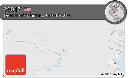 Silver Style Panoramic Map of ZIP Code 20017, single color outside
