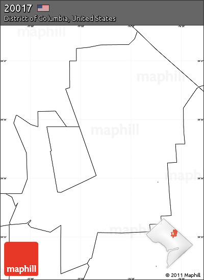 Blank Simple Map of ZIP Code 20017, no labels