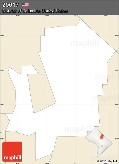 Classic Style Simple Map of ZIP Code 20017