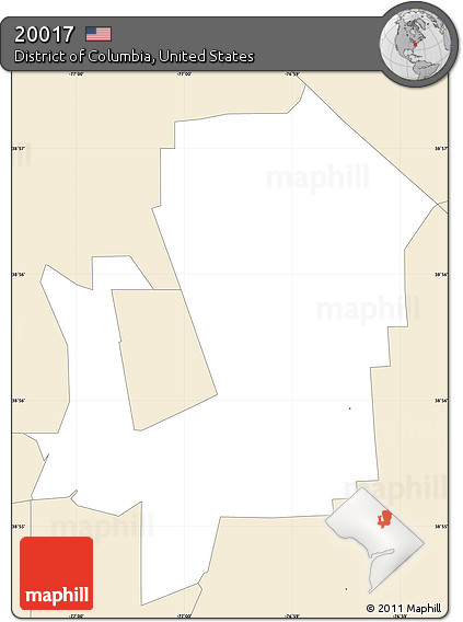 Classic Style Simple Map of ZIP Code 20017