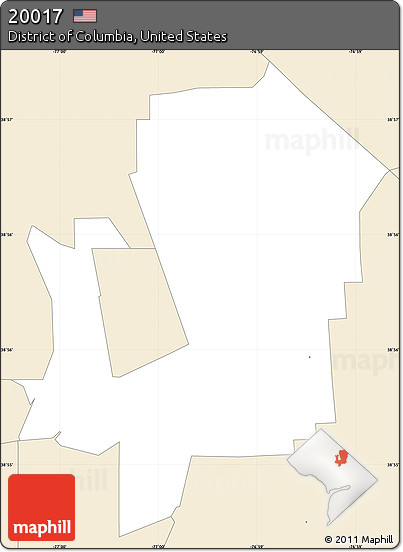 Classic Style Simple Map of ZIP Code 20017