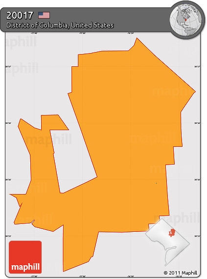 Political Simple Map of ZIP Code 20017, cropped outside
