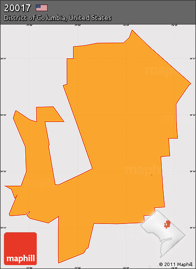 Political Simple Map of ZIP Code 20017, cropped outside
