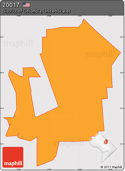 Political Simple Map of ZIP Code 20017, cropped outside
