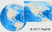 Shaded Relief Location Map of ZIP code 32053, highlighted county, within the entire country
