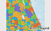 Political Map of ZIP codes starting with 321