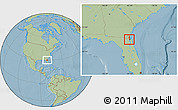 Savanna Style Location Map of ZIP code 32205, hill shading