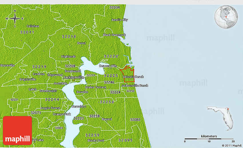 Physical 3D Map of ZIP Code 32233