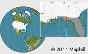 Satellite Location Map of ZIP code 32401, highlighted country, highlighted state