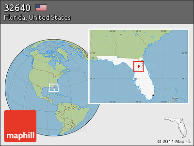 Savanna Style Location Map of ZIP Code 32640, highlighted state