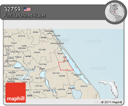 Shaded Relief 3D Map of ZIP Code 32759