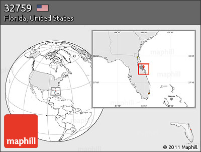 Blank Location Map of ZIP Code 32759, highlighted country, highlighted county