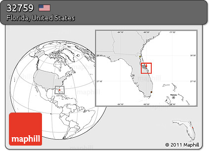 Blank Location Map of ZIP Code 32759, highlighted country, highlighted county