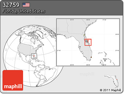 Blank Location Map of ZIP Code 32759, highlighted country, highlighted county
