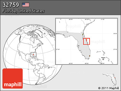 Blank Location Map of ZIP Code 32759, highlighted state