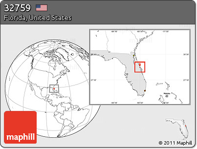 Blank Location Map of ZIP Code 32759, highlighted state