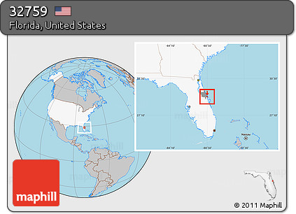 Gray Location Map of ZIP Code 32759, highlighted country, highlighted county