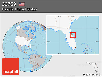 Gray Location Map of ZIP Code 32759, highlighted country, highlighted county