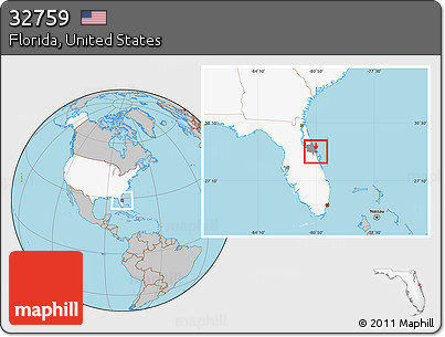 Gray Location Map of ZIP Code 32759, highlighted country, highlighted county