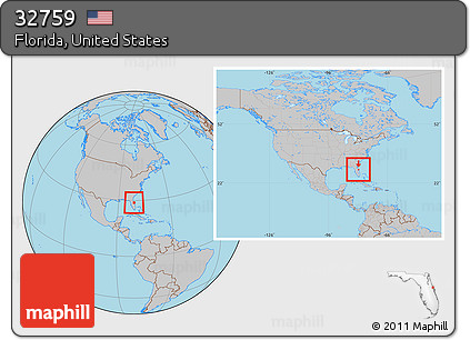 Gray Location Map of ZIP Code 32759, highlighted county, within the entire country