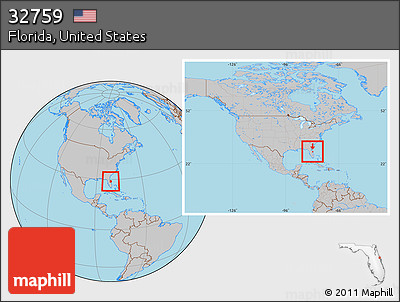 Gray Location Map of ZIP Code 32759, highlighted county, within the entire country